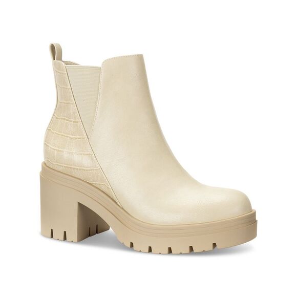 SUN STONE Shoes - SUN STONE Womens Beige 1" Platform Heel Pull-Tab Veronikaa Toe Chelsea Boot 11 M